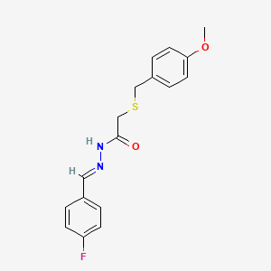 molecular formula C17H17FN2O2S B11660560 N'-[(E)-(4-fluorophenyl)methylidene]-2-[(4-methoxybenzyl)sulfanyl]acetohydrazide 