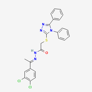 molecular formula C24H19Cl2N5OS B11660564 N'-[(1E)-1-(3,4-dichlorophenyl)ethylidene]-2-[(4,5-diphenyl-4H-1,2,4-triazol-3-yl)sulfanyl]acetohydrazide 