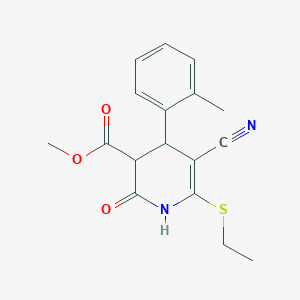 molecular formula C17H18N2O3S B11660567 Methyl 5-cyano-6-(ethylsulfanyl)-4-(2-methylphenyl)-2-oxo-1,2,3,4-tetrahydropyridine-3-carboxylate 