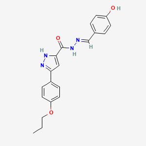 molecular formula C20H20N4O3 B11660588 N'-[(E)-(4-hydroxyphenyl)methylidene]-3-(4-propoxyphenyl)-1H-pyrazole-5-carbohydrazide 