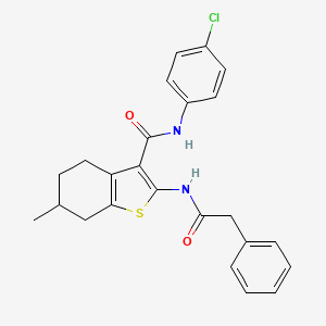 molecular formula C24H23ClN2O2S B11660595 N-(4-chlorophenyl)-6-methyl-2-[(phenylacetyl)amino]-4,5,6,7-tetrahydro-1-benzothiophene-3-carboxamide 