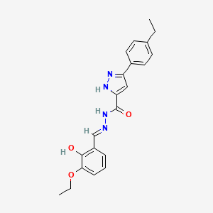 molecular formula C21H22N4O3 B11660605 N'-[(E)-(3-ethoxy-2-hydroxyphenyl)methylidene]-5-(4-ethylphenyl)-1H-pyrazole-3-carbohydrazide 