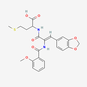 molecular formula C23H24N2O7S B11660642 N-[(2Z)-3-(1,3-benzodioxol-5-yl)-2-{[(2-methoxyphenyl)carbonyl]amino}prop-2-enoyl]methionine 