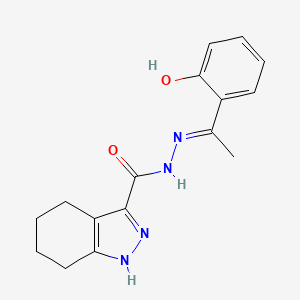 molecular formula C16H18N4O2 B11660694 N'-[(1E)-1-(2-hydroxyphenyl)ethylidene]-4,5,6,7-tetrahydro-1H-indazole-3-carbohydrazide 