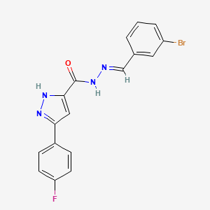 molecular formula C17H12BrFN4O B11660701 N'-(3-Bromobenzylidene)-3-(4-fluorophenyl)-1H-pyrazole-5-carbohydrazide 