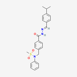 molecular formula C25H27N3O3S B11660705 N-phenyl-N-[4-({(2E)-2-[4-(propan-2-yl)benzylidene]hydrazinyl}carbonyl)benzyl]methanesulfonamide 