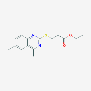molecular formula C15H18N2O2S B11660733 Ethyl 3-[(4,6-dimethylquinazolin-2-yl)sulfanyl]propanoate 