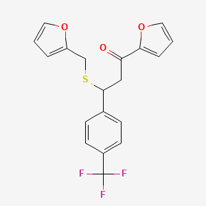 molecular formula C19H15F3O3S B11660814 1-(2-Furyl)-3-(2-furylmethylthio)-3-[4-(trifluoromethyl)phenyl]propan-1-one 