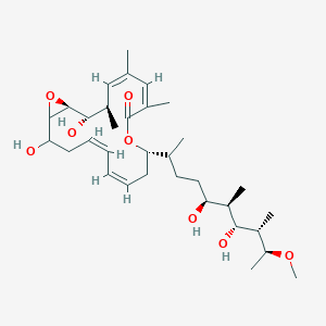 molecular formula C33H54O8 B116612 (1S,2S,3R,4Z,6Z,10S,12Z,14Z)-10-[(5S,6R,7R,8S,9S)-5,7-Dihydroxy-9-methoxy-6,8-dimethyldecan-2-YL]-2,17-dihydroxy-3,5,7-trimethyl-9,19-dioxabicyclo[16.1.0]nonadeca-4,6,12,14-tetraen-8-one CAS No. 142383-53-7