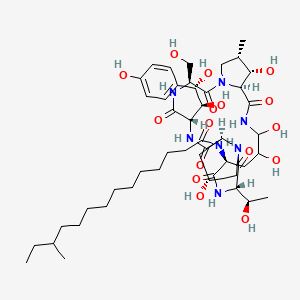 N-[(3S,6S,9S,11R,15S,18S,24S,25S,26S)-6-[(1S,2S)-1,2-dihydroxy-2-(4-hydroxyphenyl)ethyl]-11,20,21,25-tetrahydroxy-15-[(1R)-1-hydroxyethyl]-3-(hydroxymethyl)-26-methyl-2,5,8,14,17,23-hexaoxo-1,4,7,13,16,22-hexazatricyclo[22.3.0.09,13]heptacosan-18-yl]-12-methyltetradecanamide