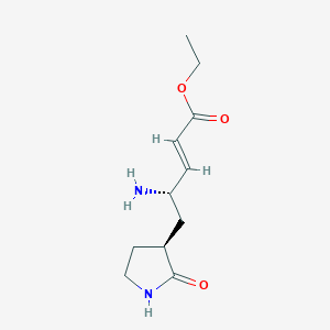 molecular formula C11H18N2O3 B116613 (2E,4S)-4-Amino-5-[(3S)-2-oxo-3-pyrrolidinyl]-2-pentenoic Acid Ethyl Ester CAS No. 328086-61-9