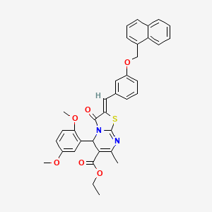 molecular formula C36H32N2O6S B11661331 ethyl (2Z)-5-(2,5-dimethoxyphenyl)-7-methyl-2-[3-(naphthalen-1-ylmethoxy)benzylidene]-3-oxo-2,3-dihydro-5H-[1,3]thiazolo[3,2-a]pyrimidine-6-carboxylate 