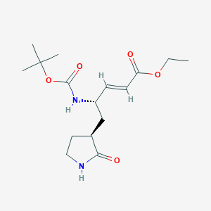 molecular formula C16H26N2O5 B116616 (2E,4S)-4-[(tert-Butyloxycarbonyl)amino]-5-[(3S)-2-oxo-3-pyrrolidinyl]-2-pentenoic Acid Eethyl Ester CAS No. 328086-54-0