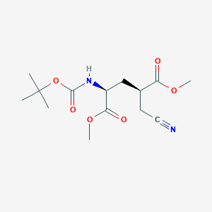 molecular formula C14H22N2O6 B116620 Dimethyl (2R,4S)-2-(cyanomethyl)-4-[(2-methylpropan-2-yl)oxycarbonylamino]pentanedioate CAS No. 328086-57-3