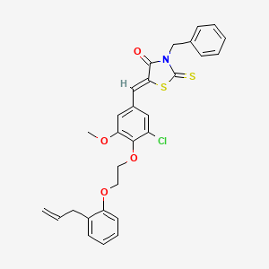 molecular formula C29H26ClNO4S2 B11662299 (5Z)-3-benzyl-5-(3-chloro-5-methoxy-4-{2-[2-(prop-2-en-1-yl)phenoxy]ethoxy}benzylidene)-2-thioxo-1,3-thiazolidin-4-one 
