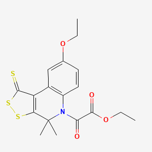 molecular formula C18H19NO4S3 B11662378 ethyl (8-ethoxy-4,4-dimethyl-1-thioxo-1,4-dihydro-5H-[1,2]dithiolo[3,4-c]quinolin-5-yl)(oxo)acetate 