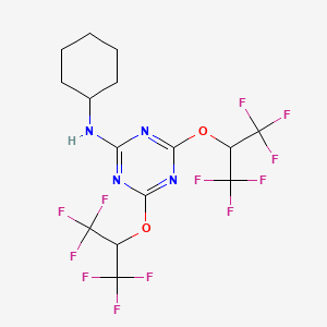 molecular formula C15H14F12N4O2 B11662414 N-cyclohexyl-4,6-bis[(1,1,1,3,3,3-hexafluoropropan-2-yl)oxy]-1,3,5-triazin-2-amine 