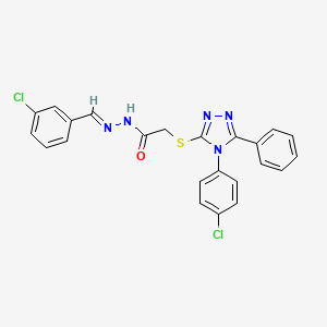 molecular formula C23H17Cl2N5OS B11662509 N'-[(E)-(3-chlorophenyl)methylidene]-2-{[4-(4-chlorophenyl)-5-phenyl-4H-1,2,4-triazol-3-yl]sulfanyl}acetohydrazide 