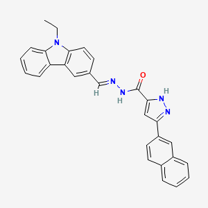 molecular formula C29H23N5O B11662600 N'-[(E)-(9-ethyl-9H-carbazol-3-yl)methylidene]-3-(2-naphthyl)-1H-pyrazole-5-carbohydrazide 