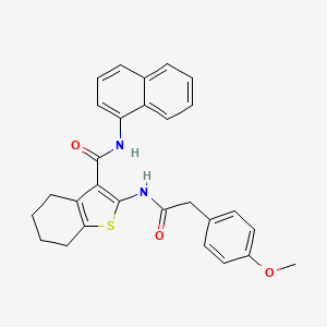 molecular formula C28H26N2O3S B11662614 2-{[(4-methoxyphenyl)acetyl]amino}-N-(naphthalen-1-yl)-4,5,6,7-tetrahydro-1-benzothiophene-3-carboxamide 
