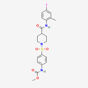 molecular formula C21H24IN3O5S B11662625 Methyl (4-((4-((4-iodo-2-methylphenyl)carbamoyl)piperidin-1-yl)sulfonyl)phenyl)carbamate 