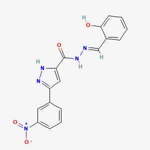molecular formula C17H13N5O4 B11662650 N'-(2-Hydroxybenzylidene)-3-(3-nitrophenyl)-1H-pyrazole-5-carbohydrazide CAS No. 302918-07-6