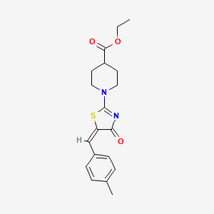molecular formula C19H22N2O3S B11662660 ethyl 1-[(5E)-5-(4-methylbenzylidene)-4-oxo-4,5-dihydro-1,3-thiazol-2-yl]piperidine-4-carboxylate 