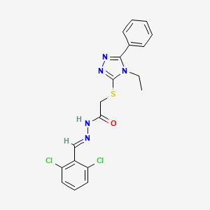 molecular formula C19H17Cl2N5OS B11662852 N'-(2,6-Dichlorobenzylidene)-2-((4-ethyl-5-phenyl-4H-1,2,4-triazol-3-yl)thio)acetohydrazide CAS No. 361165-16-4