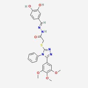 molecular formula C26H25N5O6S B11663004 N'-[(E)-(3,4-dihydroxyphenyl)methylidene]-2-{[4-phenyl-5-(3,4,5-trimethoxyphenyl)-4H-1,2,4-triazol-3-yl]sulfanyl}acetohydrazide 
