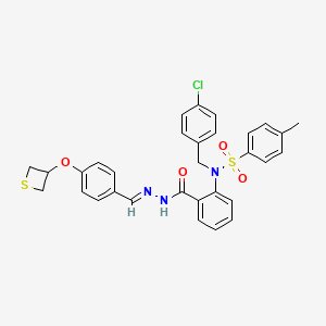 molecular formula C31H28ClN3O4S2 B11663014 N-(4-chlorobenzyl)-4-methyl-N-[2-({(2E)-2-[4-(thietan-3-yloxy)benzylidene]hydrazinyl}carbonyl)phenyl]benzenesulfonamide 