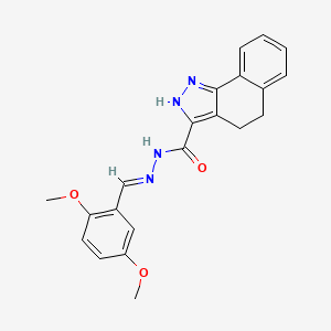 molecular formula C21H20N4O3 B11663028 N'-[(1E)-(2,5-dimethoxyphenyl)methylene]-4,5-dihydro-1H-benzo[g]indazole-3-carbohydrazide 