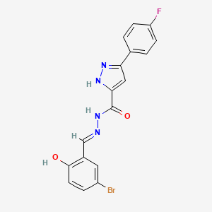 molecular formula C17H12BrFN4O2 B11663030 N'-(5-Bromo-2-hydroxybenzylidene)-3-(4-fluorophenyl)-1H-pyrazole-5-carbohydrazide CAS No. 403649-64-9