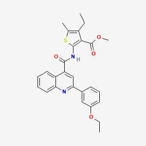 molecular formula C27H26N2O4S B11663046 Methyl 2-({[2-(3-ethoxyphenyl)quinolin-4-yl]carbonyl}amino)-4-ethyl-5-methylthiophene-3-carboxylate 