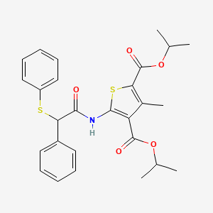 molecular formula C27H29NO5S2 B11663216 Dipropan-2-yl 3-methyl-5-{[phenyl(phenylsulfanyl)acetyl]amino}thiophene-2,4-dicarboxylate 