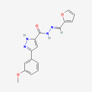 molecular formula C16H14N4O3 B11663222 N'-(2-Furylmethylene)-3-(3-methoxyphenyl)-1H-pyrazole-5-carbohydrazide 