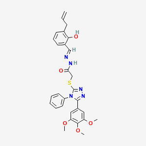 molecular formula C29H29N5O5S B11663313 N'-[(E)-(3-allyl-2-hydroxyphenyl)methylidene]-2-{[4-phenyl-5-(3,4,5-trimethoxyphenyl)-4H-1,2,4-triazol-3-yl]sulfanyl}acetohydrazide 