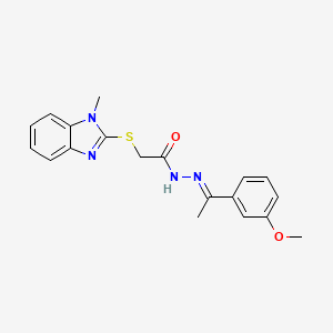 molecular formula C19H20N4O2S B11663519 N'-[(E)-1-(3-methoxyphenyl)ethylidene]-2-[(1-methyl-1H-benzimidazol-2-yl)thio]acetohydrazide 