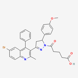 molecular formula C31H28BrN3O4 B11663604 5-[3-(6-bromo-2-methyl-4-phenylquinolin-3-yl)-5-(4-methoxyphenyl)-4,5-dihydro-1H-pyrazol-1-yl]-5-oxopentanoic acid 