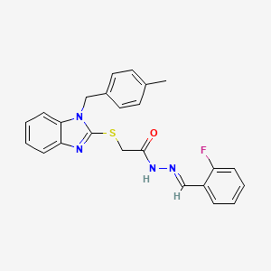 molecular formula C24H21FN4OS B11663680 N'-[(E)-(2-fluorophenyl)methylidene]-2-{[1-(4-methylbenzyl)-1H-benzimidazol-2-yl]sulfanyl}acetohydrazide 