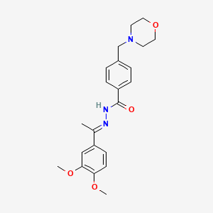 molecular formula C22H27N3O4 B11663784 N'-[(1E)-1-(3,4-dimethoxyphenyl)ethylidene]-4-(morpholin-4-ylmethyl)benzohydrazide 
