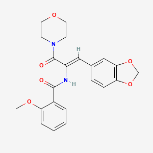 molecular formula C22H22N2O6 B11663937 N-[(1Z)-1-(1,3-benzodioxol-5-yl)-3-(morpholin-4-yl)-3-oxoprop-1-en-2-yl]-2-methoxybenzamide 