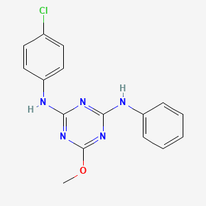 molecular formula C16H14ClN5O B11663945 N-(4-chlorophenyl)-6-methoxy-N'-phenyl-1,3,5-triazine-2,4-diamine 