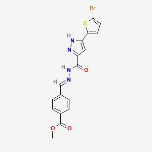 molecular formula C17H13BrN4O3S B11664057 methyl 4-[(E)-({[3-(5-bromo-2-thienyl)-1H-pyrazol-5-yl]carbonyl}hydrazono)methyl]benzoate 
