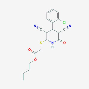 molecular formula C19H18ClN3O3S B11664234 Butyl {[4-(2-chlorophenyl)-3,5-dicyano-6-oxo-1,4,5,6-tetrahydropyridin-2-yl]sulfanyl}acetate 