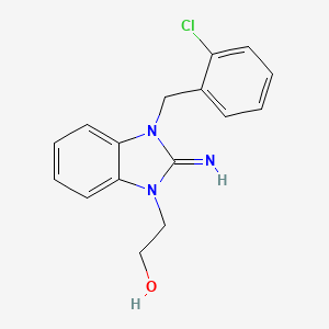 molecular formula C16H16ClN3O B11664520 2-[3-(2-chlorobenzyl)-2-imino-2,3-dihydro-1H-benzimidazol-1-yl]ethanol 