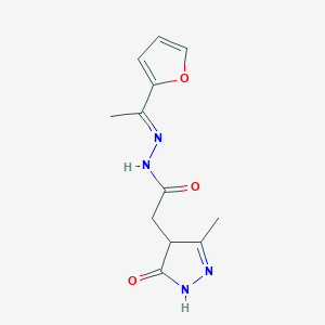 molecular formula C12H14N4O3 B11664709 N'-[(E)-1-(2-Furyl)ethylidene]-2-(3-methyl-5-oxo-4,5-dihydro-1H-pyrazol-4-YL)acetohydrazide 