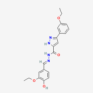 molecular formula C21H22N4O4 B11665078 N'-[(E)-(3-ethoxy-4-hydroxyphenyl)methylidene]-3-(3-ethoxyphenyl)-1H-pyrazole-5-carbohydrazide 