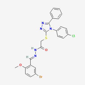molecular formula C24H19BrClN5O2S B11665136 N'-[(E)-(5-bromo-2-methoxyphenyl)methylidene]-2-{[4-(4-chlorophenyl)-5-phenyl-4H-1,2,4-triazol-3-yl]sulfanyl}acetohydrazide 