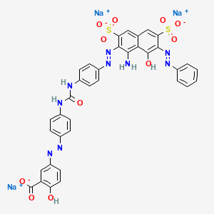 molecular formula AsF6H13O6 B1166520 trisodium;5-[[4-[[4-[(1-amino-8-hydroxy-7-phenyldiazenyl-3,6-disulfonatonaphthalen-2-yl)diazenyl]phenyl]carbamoylamino]phenyl]diazenyl]-2-hydroxybenzoate CAS No. 112673-71-9