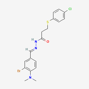 molecular formula C18H19BrClN3OS B11665257 N'-[(E)-[3-Bromo-4-(dimethylamino)phenyl]methylidene]-3-[(4-chlorophenyl)sulfanyl]propanehydrazide 